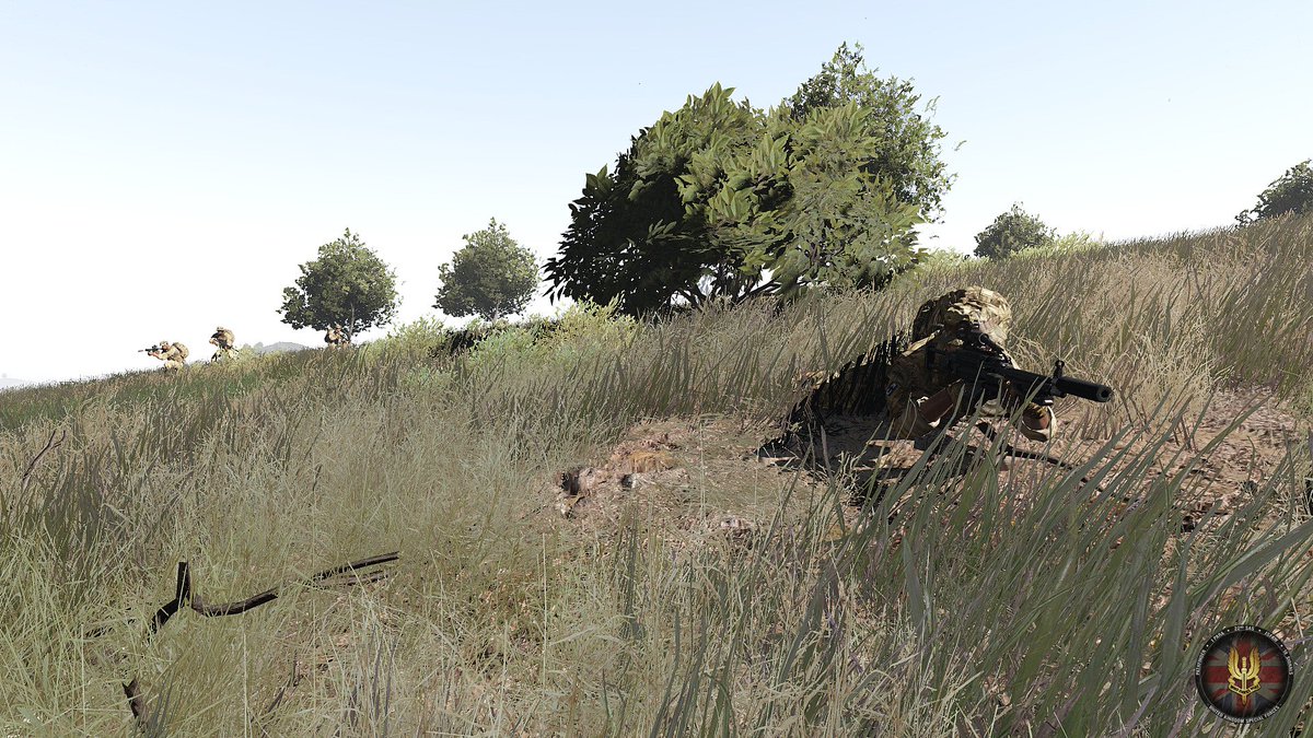 UKSFMilsim's tweet photo. Last week 1 PARA with assistance from JSFAW moved up the central riverbed in order to gain control of the significant part of ground, pushing the enemy further North to their MOB.  @Arma3official #arma3 #milsim https://t.co/bZkiJLs2C3