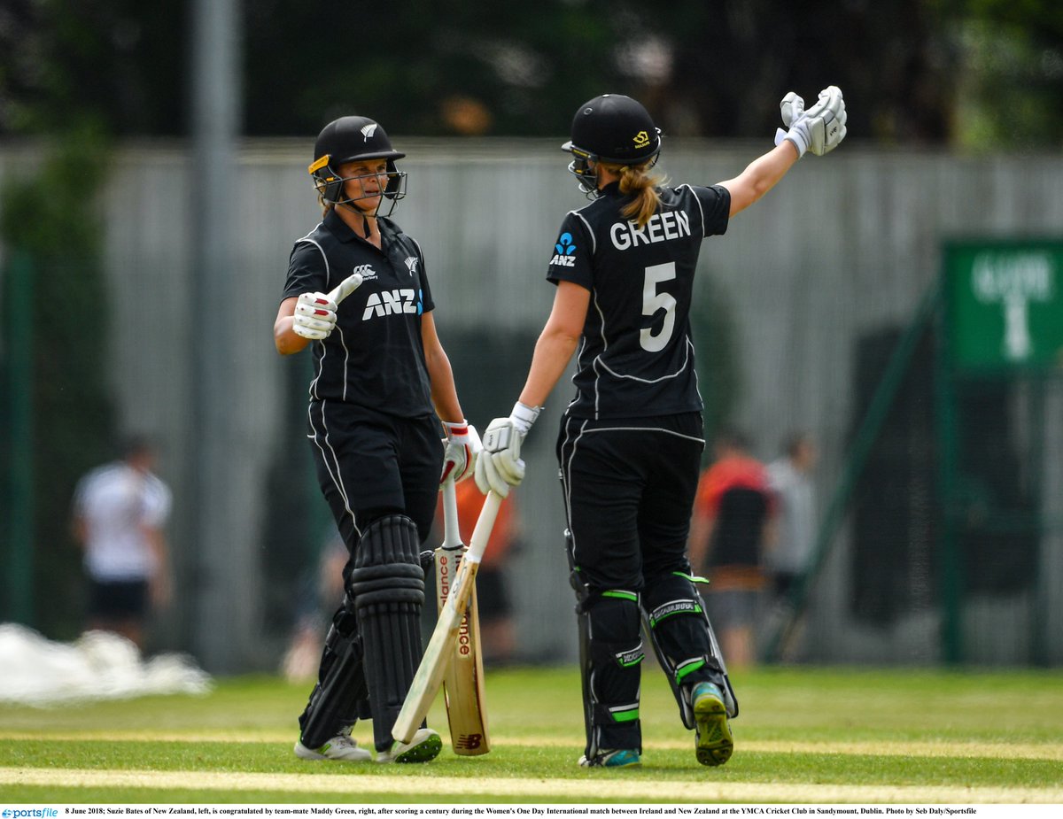 WHITE_FERNS's tweet photo. Centuries by Suzie Bates and Maddy Green with 50s from Amelia Kerr and Jess Watkin boost the WHITE FERNS to a world record total of 490-4 against Ireland in the opening ODI in Dublin 🔥 https://t.co/jcu4t0FTz7 #IREvNZ https://t.co/dg0yIcJGW3