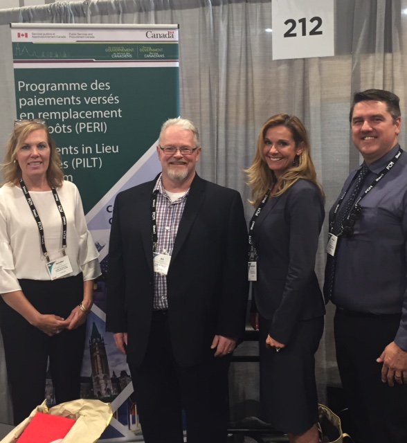 PSPC_SPAC's tweet photo. Last week we participated in the #FCM2018AC to announce highlights of the Payments in Lieu of Taxes Program. Find out how your municipality can benefit! @FCM_online #CDNMuni #Halifax https://t.co/tpLP1ypLx2 https://t.co/3QuzrqS1jr