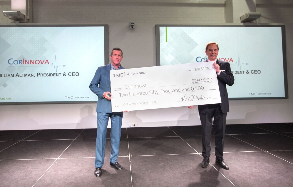 TMCCEOMcKeon's tweet photo. Congrats to CorrInova and Intelligent Implants who have just been added to the TMC Venture Fund portfolio! Yesterday they each received a 250k check to further #research &amp; advancements in #lifesciences #TMCVentureFund
https://t.co/RcbeOLqsvS https://t.co/geRbB080GD