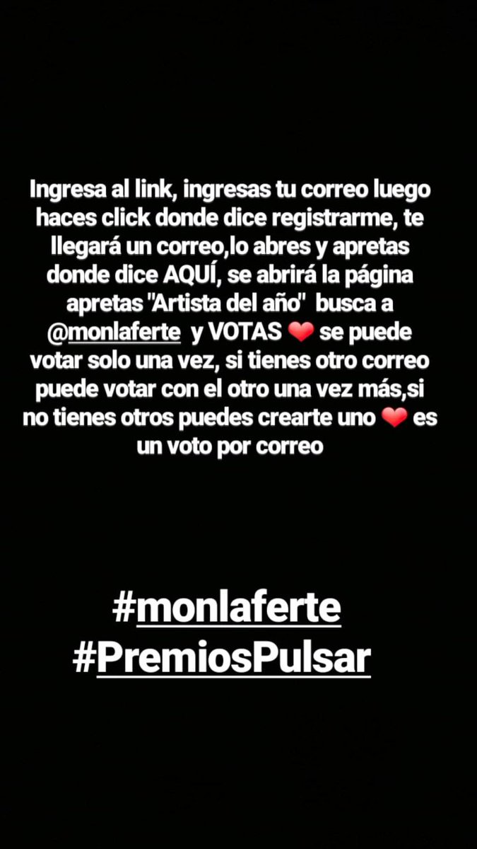 CarolinaCloud27's tweet photo. RECUERDEN HASTA EL 11 DE JUNIO PUEDEN VOTAR POR @monlaferte en los #PremiosPulsar 2018 categoría #ArtistaDelAño es 1 voto por persona 👇👇👇 

https://t.co/DTI8lIngtw https://t.co/xhtUjJ7rDA