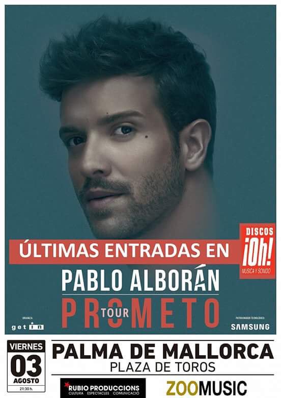 PAlboranMallorc's tweet photo. ¡ÚLTIMAS entradas en @DiscosOh ! @pabloalboran @Prensa_Alboran @INFO_Alboran https://t.co/c0SRFhywWR
