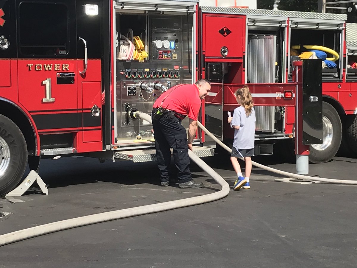 16 members volunteering for Career Day at the Wood School in Plainville. Showing the different aspects of being a firefighter. #plainvilleFD