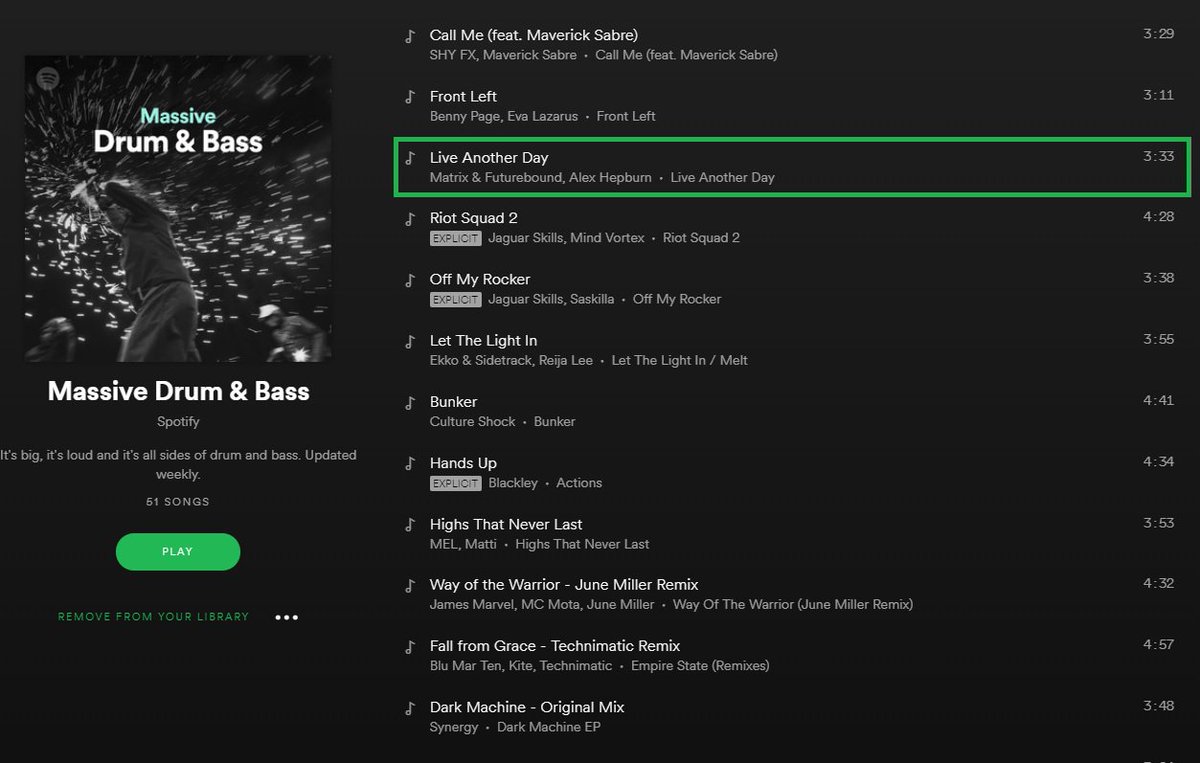 ViperRecordings's tweet image. 🙏 #LiveAnotherDay @matrixandfuture ft. @AlexHepburn added to #Massive Drum &amp;amp; Bass playlist @SpotifyUK 🔊 spoti.fi/2LBbbvp