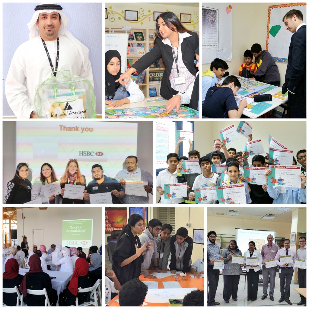 InjazUAE's tweet photo. Over the last 10 years, more than 9,000 @HSBC #volunteers have worked directly with JA students. They’re doing more than teaching #financialliteracy, work readiness, and #entrepreneurship. They’re changing lives. #FutureSkills #JAworks https://t.co/YrWOTrvi4Z