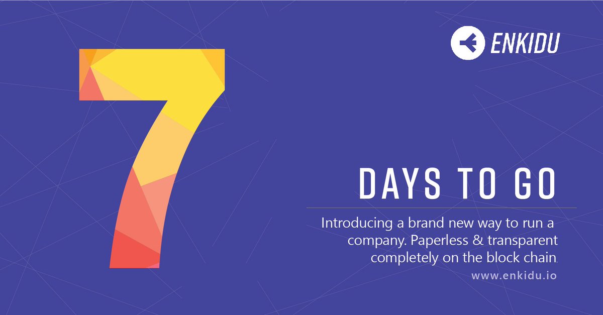 Just a week away!  
#EnkiduICO