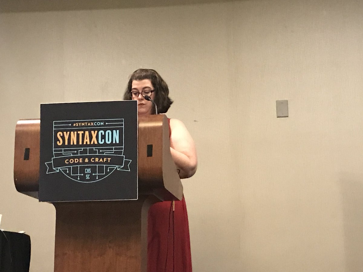 Technovangelist's tweet image. Now it’s time for @knitcodemonkey at #SyntaxCon to talk about styling React.