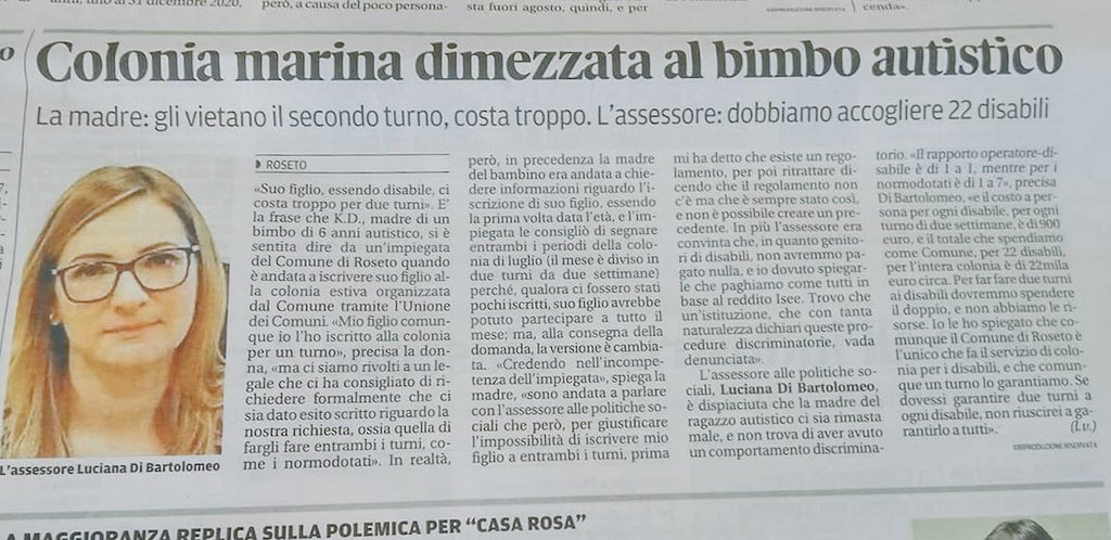 FraDiGiuseppe's tweet photo. Succede a #Roseto.
Bimbo autistico di 6 anni si vede dimezzata la colonia perché essendo disabile costa troppo.

Questo è il welfare targato #PD.
Questa è l’Italia che ci hanno lasciato.
E per loro è tutto normale...

SONO SCHIFATO https://t.co/qTzoipHW6m