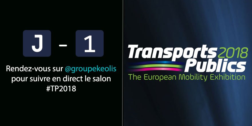 groupekeolis's tweet photo. Plus qu' 1⃣ jour avant le début du Salon @Transp_Publics à #Paris, le rendez-vous incontournable des acteurs européens de la #mobilitédurable🍃 On a hâte de vous y retrouver au stand F26 ! #TP2018 https://t.co/CUAyEcwEO4