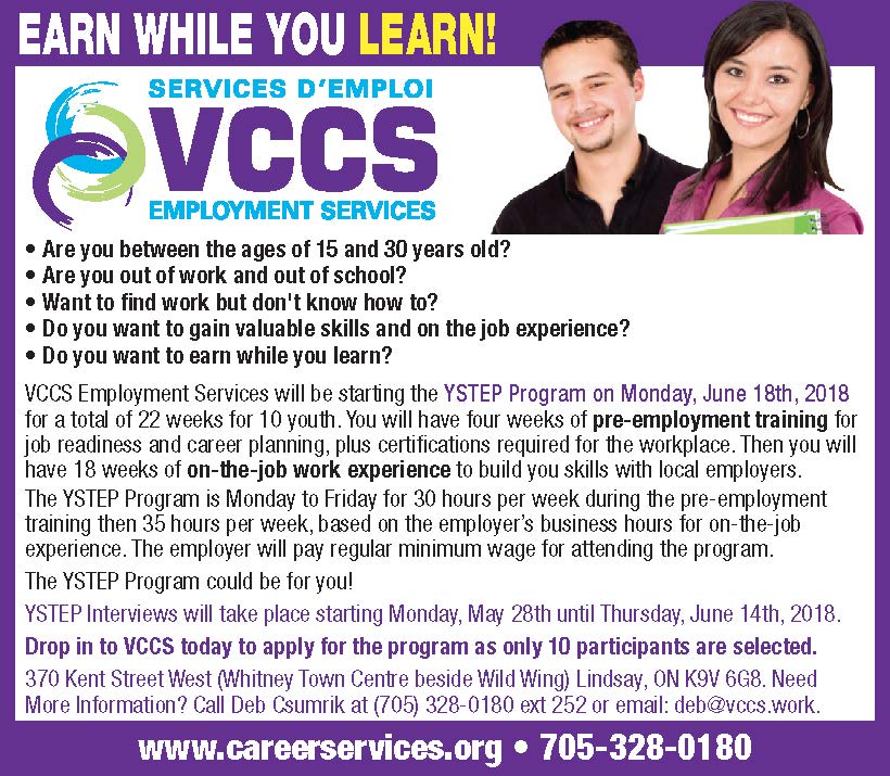 vccsemployment's tweet photo. There are still interview spots available next week for the next YSTEP Group starting June 18th. #Youth Earn While You Learn! Drop into VCCS today to register! #YSTEP #vccsemployment #lindsay #kawarthalakes #Jobs #Careers https://t.co/oUMsQ75Ivs