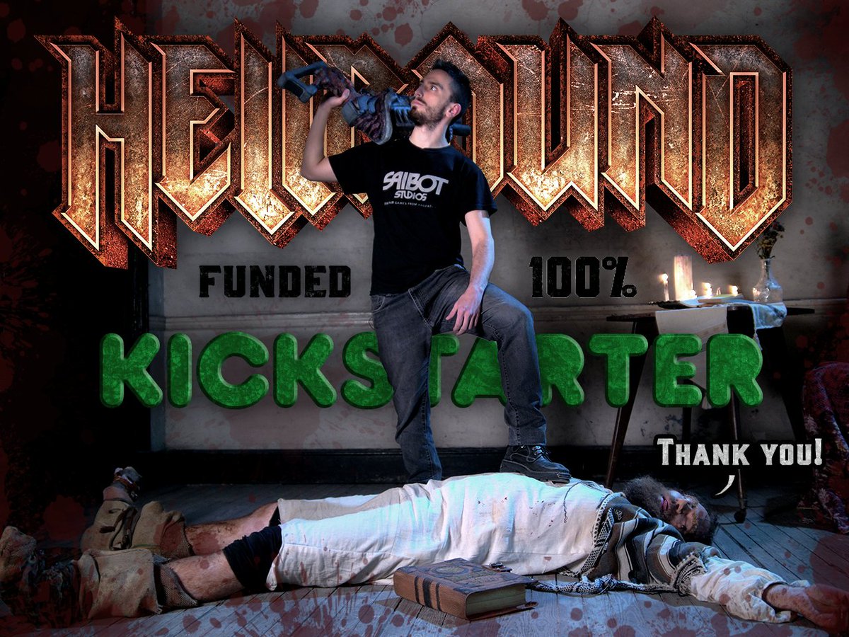 HellboundGame's tweet photo. We f***ing did it guys! I can't believe it 😍

We're going to create somehting BIG with this!

Get ready for the real s**t! 😎🤘

https://t.co/AdGnwoBuH8

Thank you once again! You guys rock ❤️

Cheers from the happy-crazy team at @SaibotStudios !

#FPS #DOOM #quake #indiegame https://t.co/Wu7H7ZLbTo
