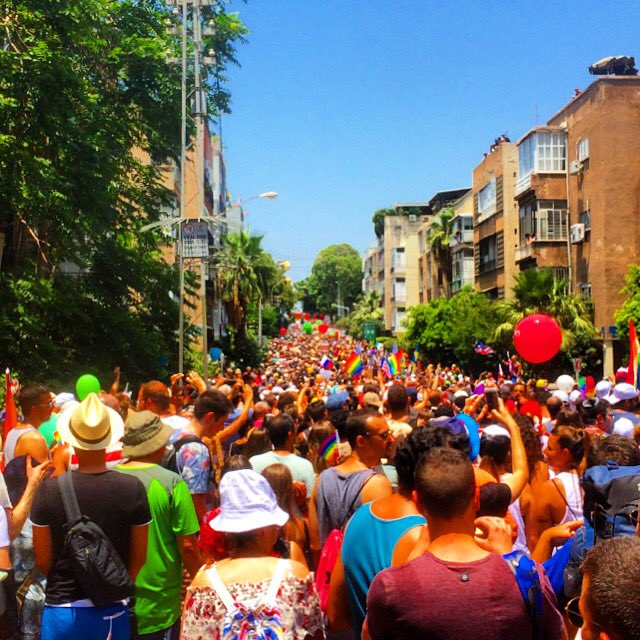AviMayer's tweet photo. A quarter of a million people participate in Tel Aviv Pride, the largest LGBT #Pride event in Asia and the Middle East! What a colorful, joy-filled celebration. 🇮🇱🏳️‍🌈 #PrideMonth https://t.co/OkZJruudEB