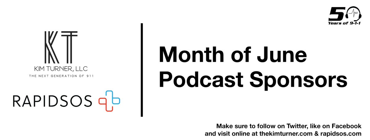 I am excited to announce that <a href="/911KimTurner/">Kim Turner, LLC</a> &amp; <a href="/RapidSOS/">RapidSOS</a> are sponsors of the podcast for the month of June as well as at the national NENA conference! Make sure to like them, follow them, as well as visit them on the web &amp; as always the podcast is supported by INdigital​. RT