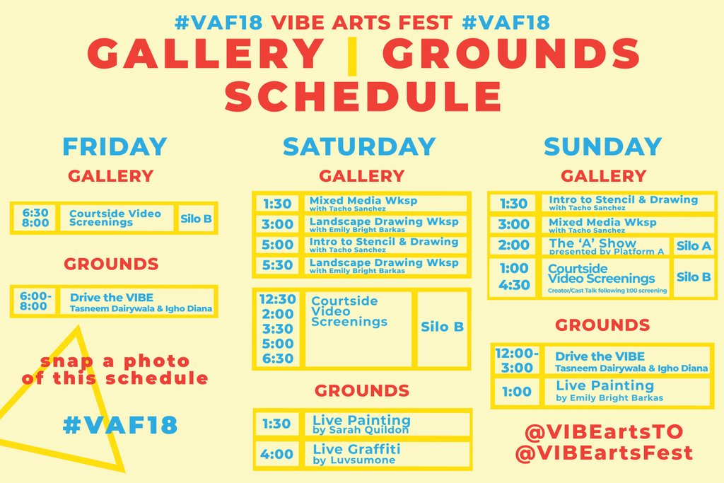 VIBEartsfest's tweet photo. WELCOME TO VAF
Are you ready to catch the vibe?
Our team has been working very hard to put this amazing festival together. A big thank you to all of our sponsors and artists for making this happen!
There is a lot going on in the city. But there is only ONE  f.r.e.e festival. https://t.co/JoJG7g0Mr8