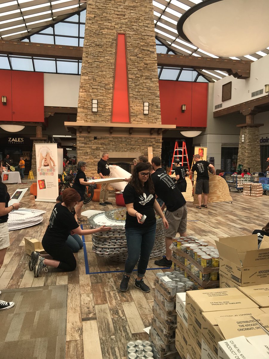 StudioSWArch's tweet photo. 40 minutes in and we’re done with 17 layers! Talk about #RockCANRoll! #CANstruction2018 #CANdemonium https://t.co/hCezXDKmHG