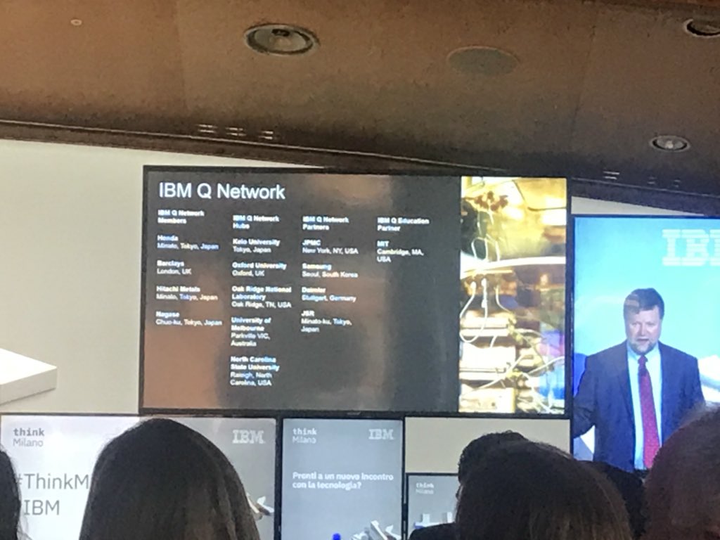 MitiDellaMura's tweet photo. .@BobSutor presenta la #QNetwork community di chi sta lavorando alle applicazioni di #QuantumComputing L’Italia fino a una settimana fa non c’era, ma  #Sutor promette qualche novità nei prossimi giorni #ThinkMilano #IBM https://t.co/quGu4GED3K