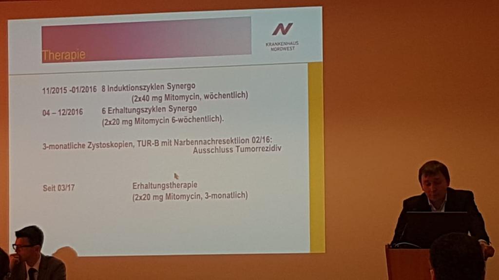 Synergo_RITE's tweet photo. Proud to see Dr. Kochergin from #nordwestkrankenhaus #frankfurt present case of young #BladderCancer patient that refused cystectomy. #SWDGU2018 https://t.co/YjZmcHyGu9