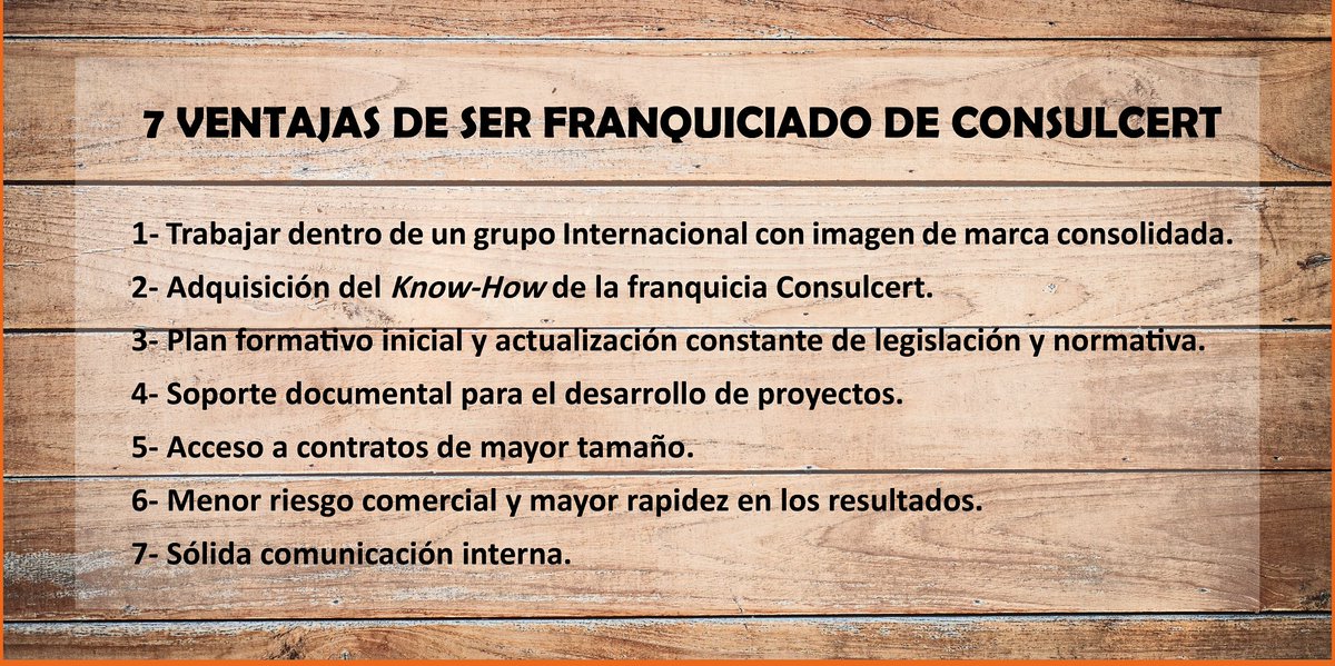 CONSULCERT_Lat's tweet photo. Aquí te mostramos las 7 ventajas que obtendrás por trabajar en un grupo Internacional especializado en Consultoría Técnica. Consúltanos sin compromiso. Te ayudamos a ser Franquiciado: https://t.co/NBZSEoMGLH https://t.co/12SeoIxPq2
