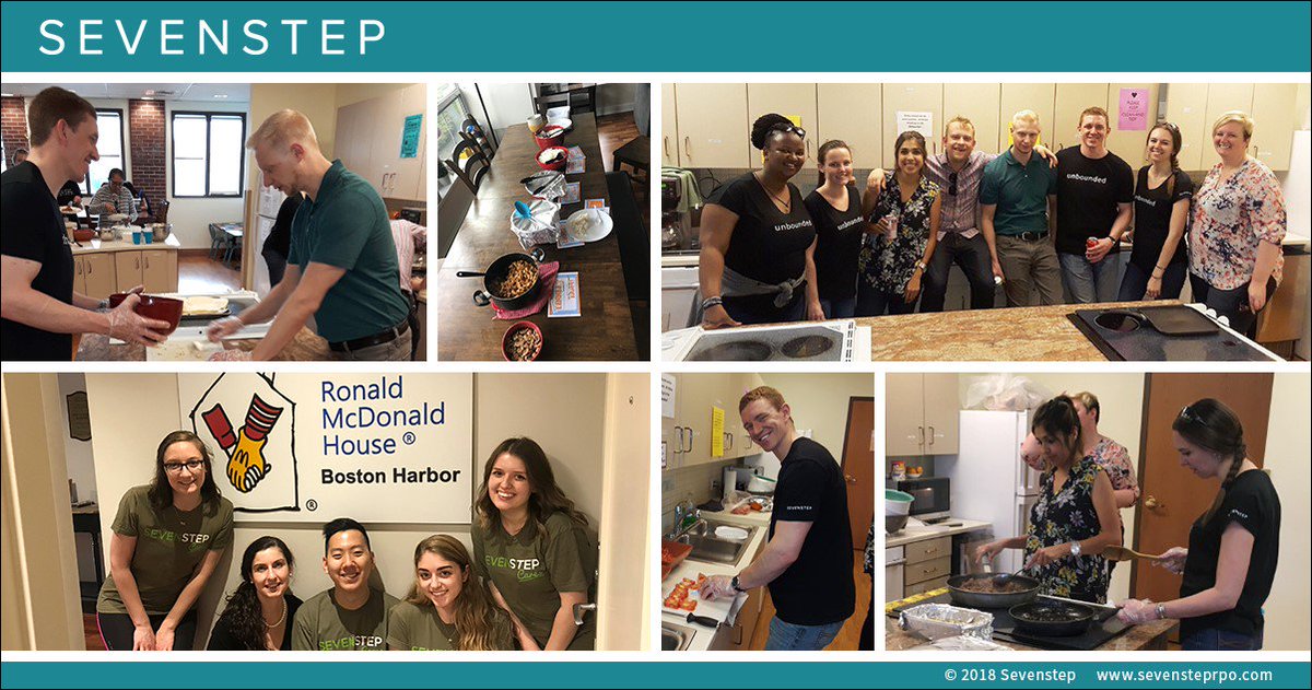 SevenstepTalent's tweet photo. Earlier in the week, employees from our #Boston and #Denver locations visited their local @RMHC house to cook for the families staying there. Thanks to everyone who volunteered to help cook for this amazing charity! https://t.co/usLrsH5Oef