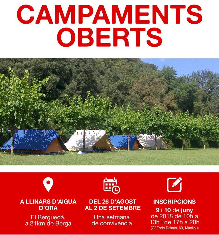AEiGArrels's tweet photo. 📃Aquest cap de setmana no badis, inscriu-te als campaments! 
⏰ Dissabte i diumenge de 10h a 13h i de 17h a 20h
🏡 Ens trobareu al C/ Enric Delaris, 69 

⛺Apuna't a viure l'escoltisme amb nosaltres! 
#campamentsoberts #somdecau #manlleu #escoltisme #guiatge https://t.co/N3JiTdG2Tx