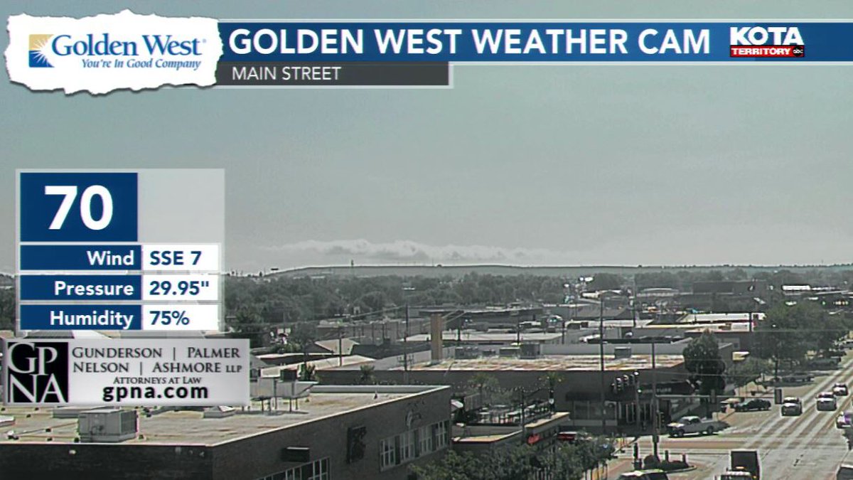 colleenhurleywx's tweet image. The sun finally burned off those low clouds over Rapid City &amp;amp; our temperature is climbing quickly now! 

Up to 83° this afternoon w/ severe thunderstorms possible throughout #kotaweather