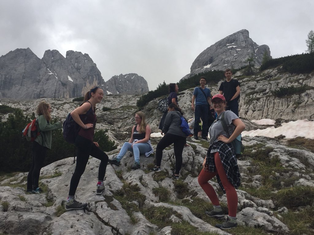 GATechVenice's tweet photo. @GeorgiaTech students hiking the Dolomite mountains to discuss climate change impacts on the glaciers - what a day! @GaTechOcean @GeorgiaTech_SLS @GT_GlobalChange @sppgatech @IvanAllenGT @CEPLaboratory @BB_ISS https://t.co/J3FtBhO2Xc