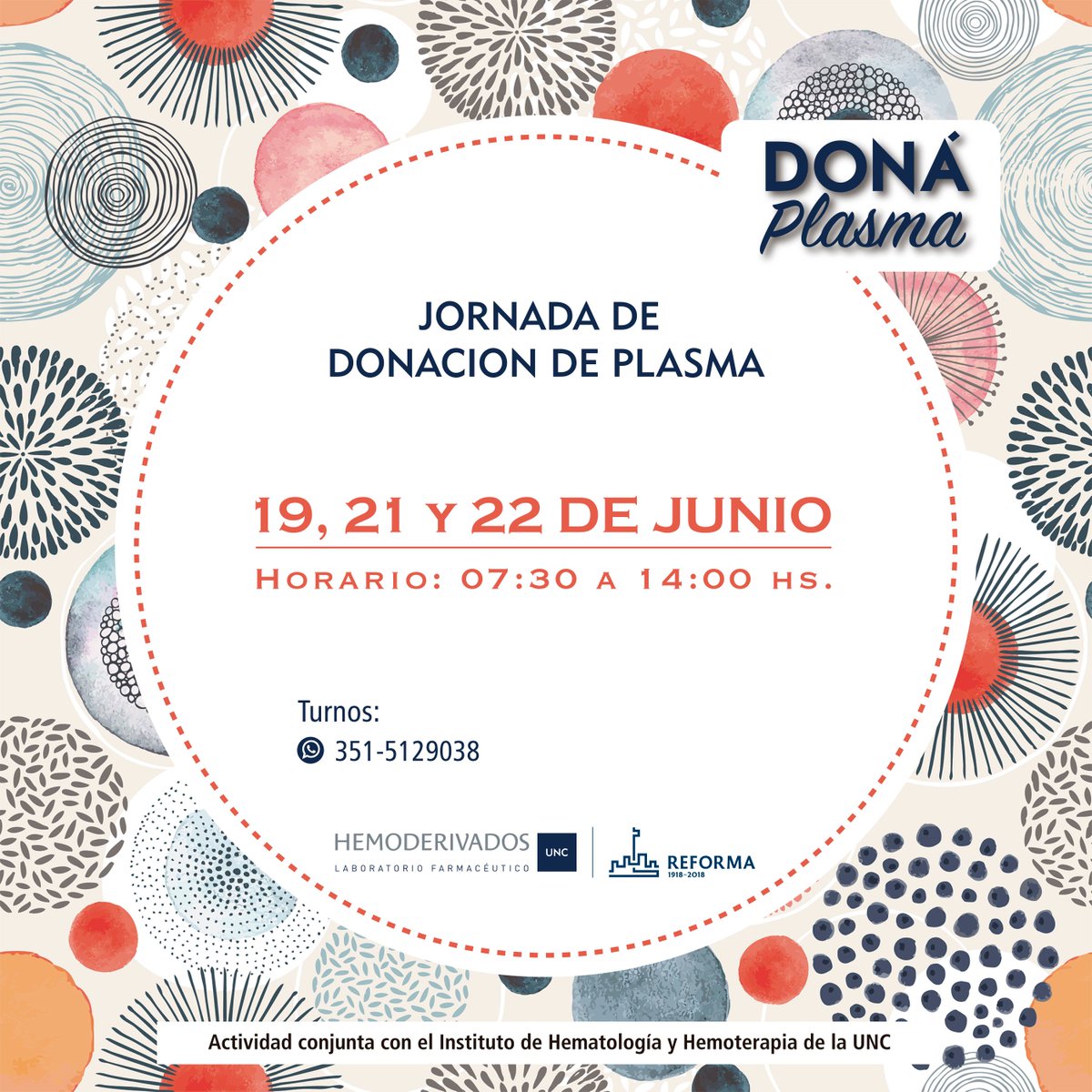 laboratoriounc's tweet photo. #DonáPlasma #SoyDonante ¡Sumate a la próxima Colecta de Donación de Plasma en el Laboratorio de Hemoderivados UNC! 🙋‍❤

➜ La donación de plasma es un proceso simple y seguro para el donante, similar al de donación de sangre. +info: https://t.co/F45WNoq2ll https://t.co/qhmmqGOag2