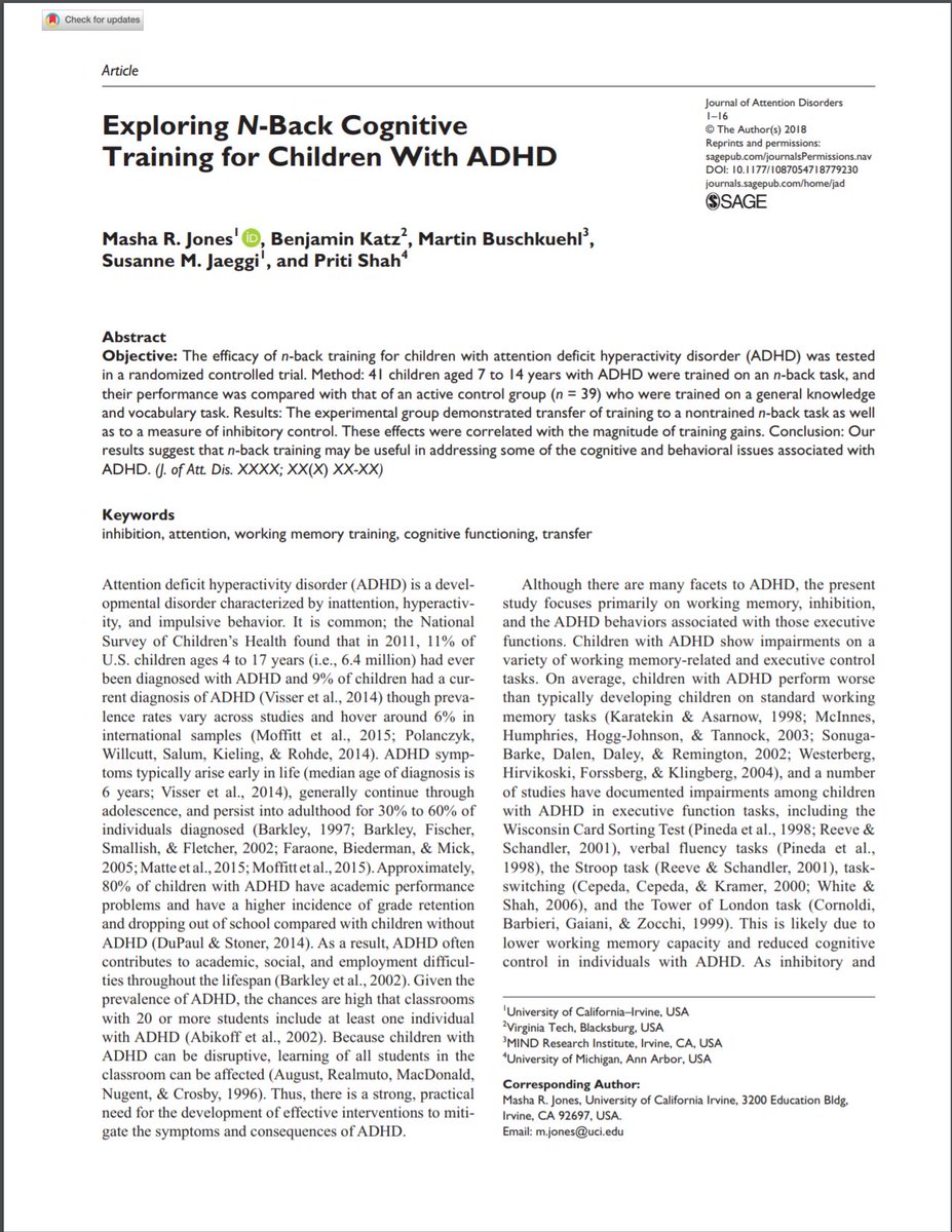 So thrilled that my paper on cognitive training for ADHD is finally out in the Journal of Attention Disorders. You can download it here! 

journals.sagepub.com/eprint/WTIVPBn…

#cognitivetraining #adhd #workingmemory #research #published