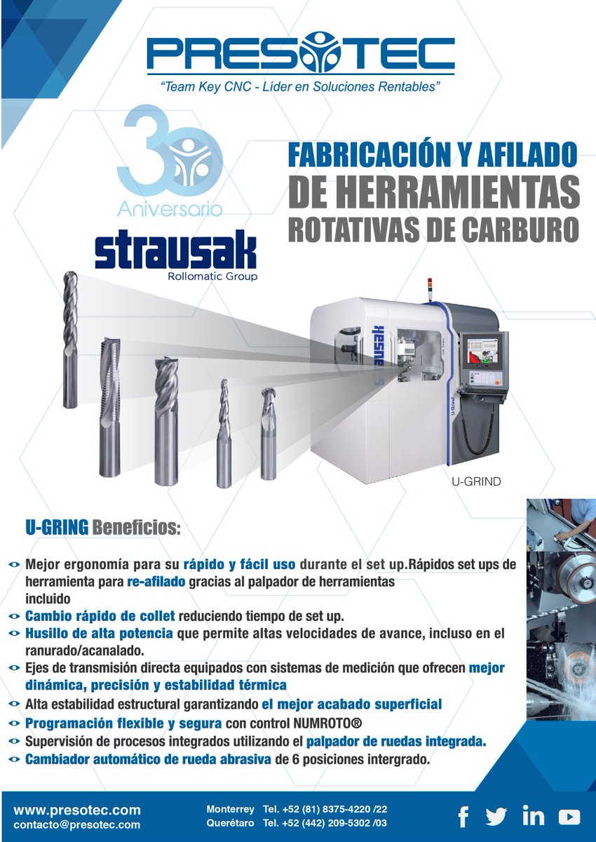 presotec's tweet photo. #Presotec Distribuidor exclusivo Strausak 
Rectificado y afilado de herramienta de corte CNC. ¡Pregunta por ella! contacto@presotec.com https://t.co/hSS7deYtO1
#rectificado #afilado #Strausak #TeamKeyCNC #LíderenSolucionesRentables #presotec #strausak https://t.co/L4A7QRzNRC