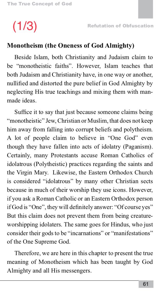 Ref_Obf's tweet photo. - MONOTHEISM -
(The Oneness of GOD ALMIGHTY)

1- To believe in the Oneness of the Lordship of #God Almighty (#Allah).

2- To believe in the Oneness of Divinity of #God Almighty (#Allah).

3- To believe in the Oneness of the Divine Names and Attributes of #God Almighty (#Allah)
📚 https://t.co/Zyh5GqyNcX