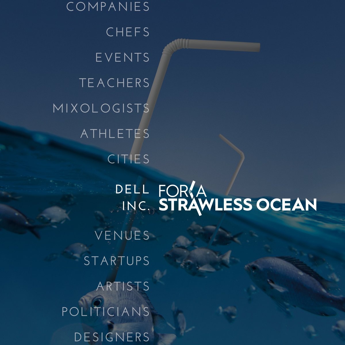Dell's tweet photo. This #WorldOceansDay, we're thrilled to announce our commitment for a #StrawlessOcean: with @lonelywhale's help, we're eliminating plastic straws across our global facilities by the end of the summer! https://t.co/e9Pphq3tdN https://t.co/q0FOJ4v6l7