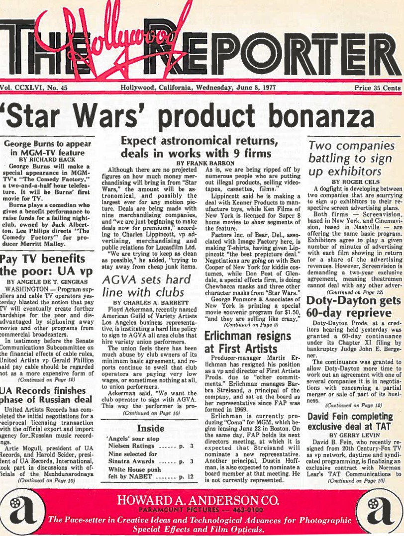Today in 1977: 'Star Wars' sparks merchandise frenzy — "expect astronomical returns"