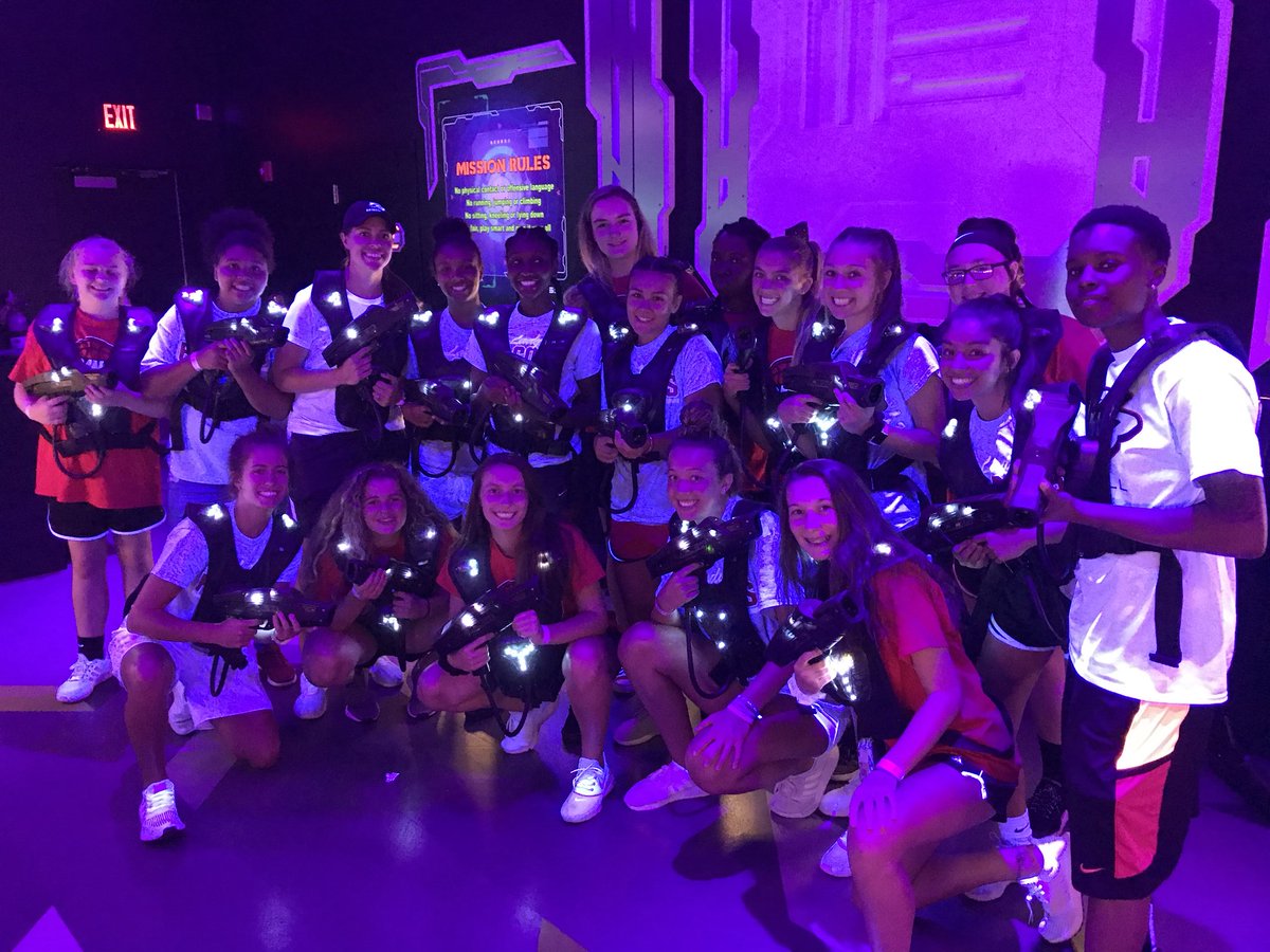 FBfalconsbball's tweet photo. After a GREAT week of practice starting at 5:50am all week we are enjoying a day of team bonding! Laser tag and bowling. Love these girls! https://t.co/sYMHOkrwdY