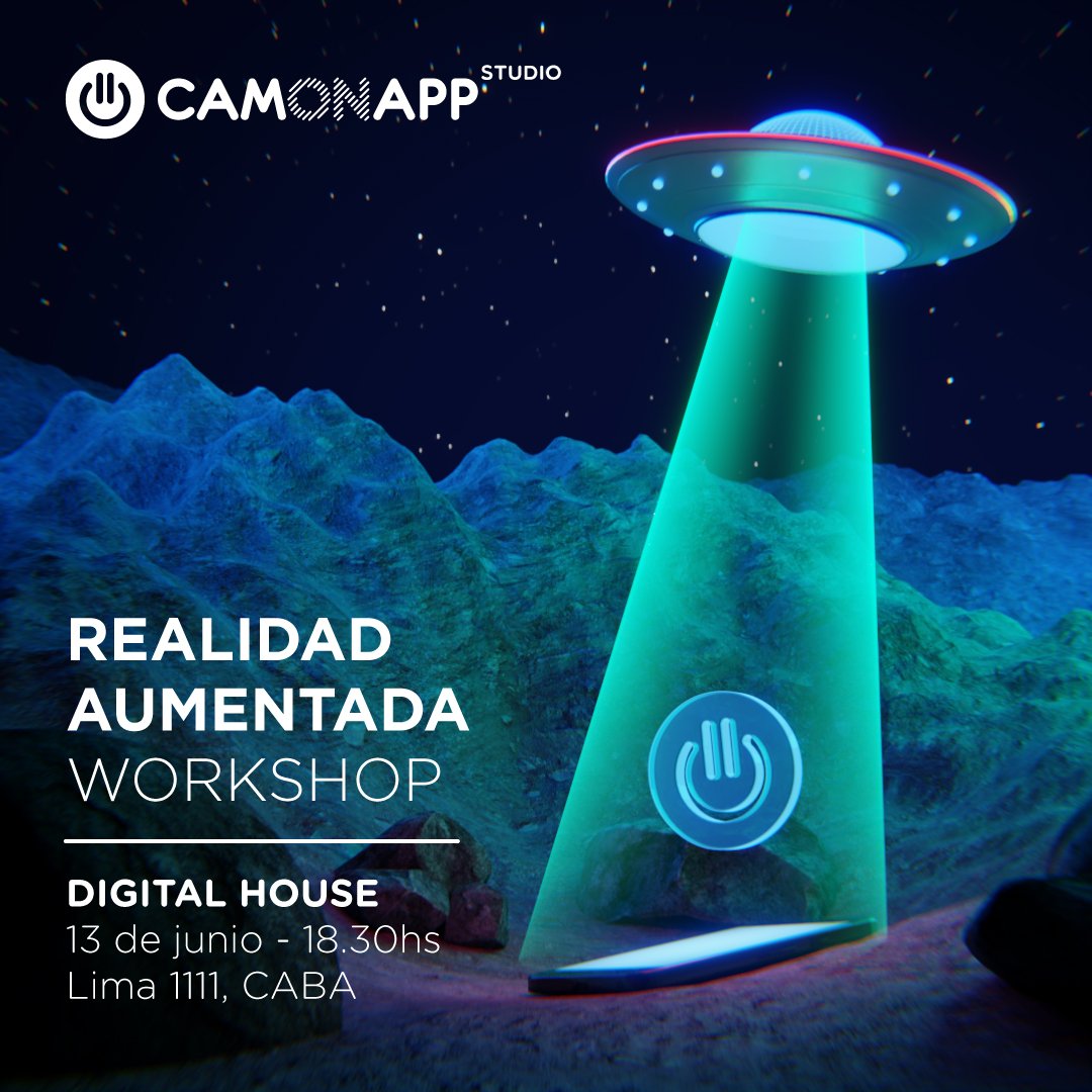 camon_xr's tweet photo. Inscribite gratis en el próximo workshop de CamOnApp Studio y descubrí cómo crear contenidos interactivos en #realidadaumentada😮👉https://t.co/aD4VbLd98Z
Miércoles 13/6 en @_digitalhouse #CamOnApp #AugmentedReality https://t.co/zjwpPnmwJG