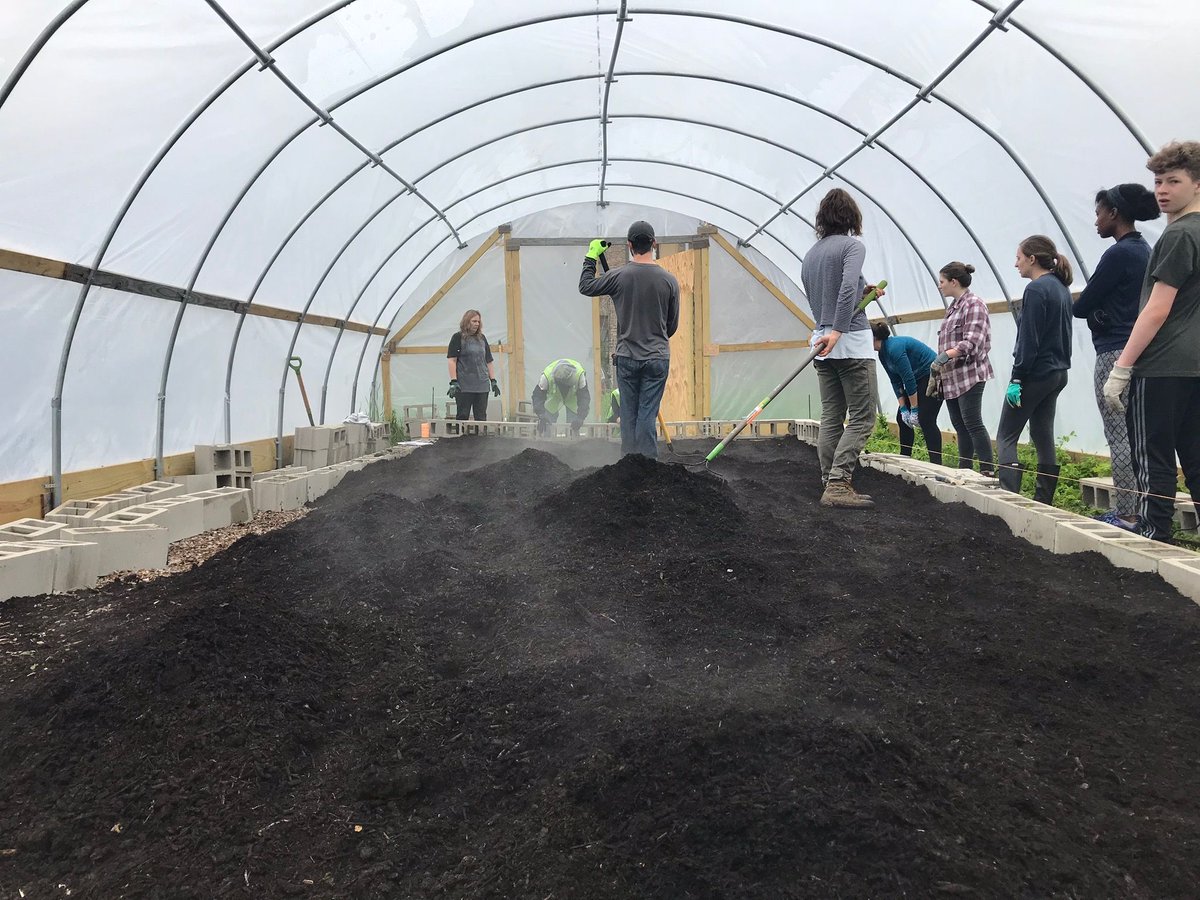 zerowastechi's tweet photo. #ChicagoComposts in action at @AUAChicago's recent volunteer day at an urban farm in Bronzeville. We loved helping spread some of that good steaming soil for our May #ZeroWasteChicago community meet-up! https://t.co/q5NPOFg6Di