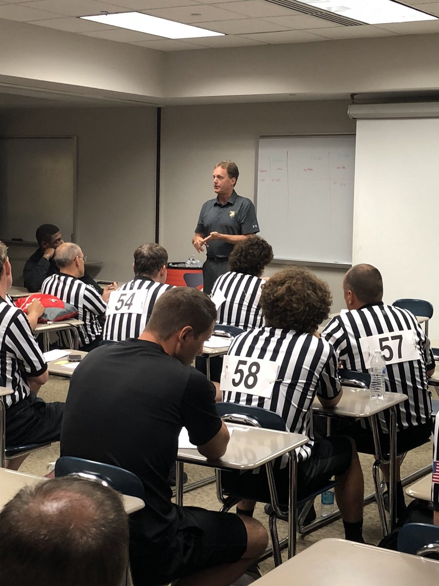 Officials don’t just get licenses at WalMart. They attend meetings and pay to go to clinics. Chuck Dockin speaking on “administering &amp; game management”. It’s more than blowing a whistle. #TogetherWeCan