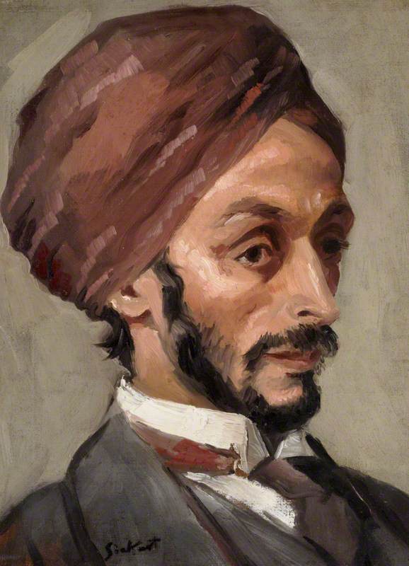 Portrait of an Afghan Gentleman by Walter Richard Sickert (1860–1942) Oil on canvas laid on board, circa 1895 From the Jerwood Collection, @JerwoodF artuk.org/discover/artwo… And: artuk.org/about/blog/25-… via @artukdotorg