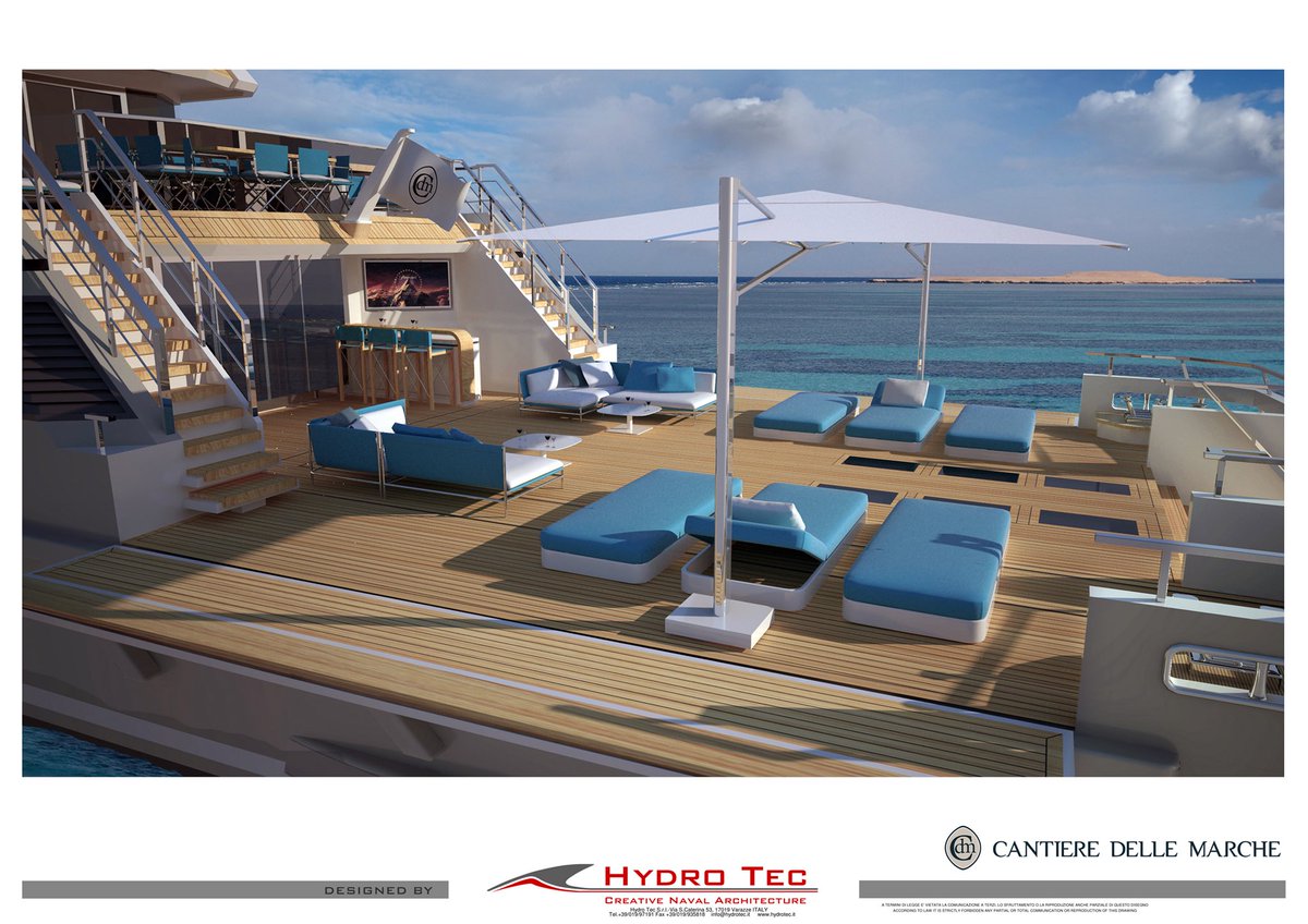 Hydro_Tec_Srl's tweet photo. With the terraces folded down you can dive from your #flexplorer #navalarchitecture #exteriordesign #hydrotec #yachtlifestyle #exploreinstyle #longrange #exploreraddicted @cantieredellemarche @tommaso_spadolini @oceanindependence https://t.co/RzJYmbhfHg