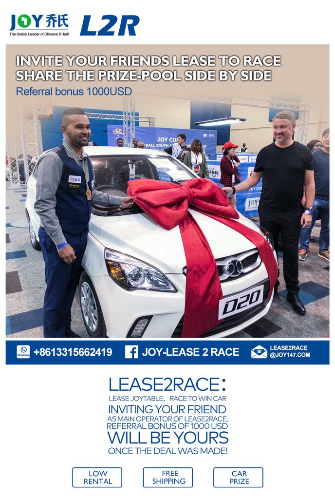 JOYbilliard's tweet photo. Free Shipping with Low Rent &amp; Monthly Bonus of Cash and Car! Are you also interested in it?
Contact us for details  😍 https://t.co/XSxuFXKniT