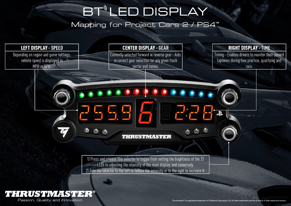 TMThrustmaster's tweet photo. The Thrustmaster BT LED Display is now perfectly compatible with Project CARS 2 game - with all PlayStation®4 systems.✅
Below is the BT LED Display mapping ⬇
#Thrustmaster #BTLEDdisplay #PS4 #ProjectCARS2 @projectcarsgame https://t.co/q1fD92i6UE