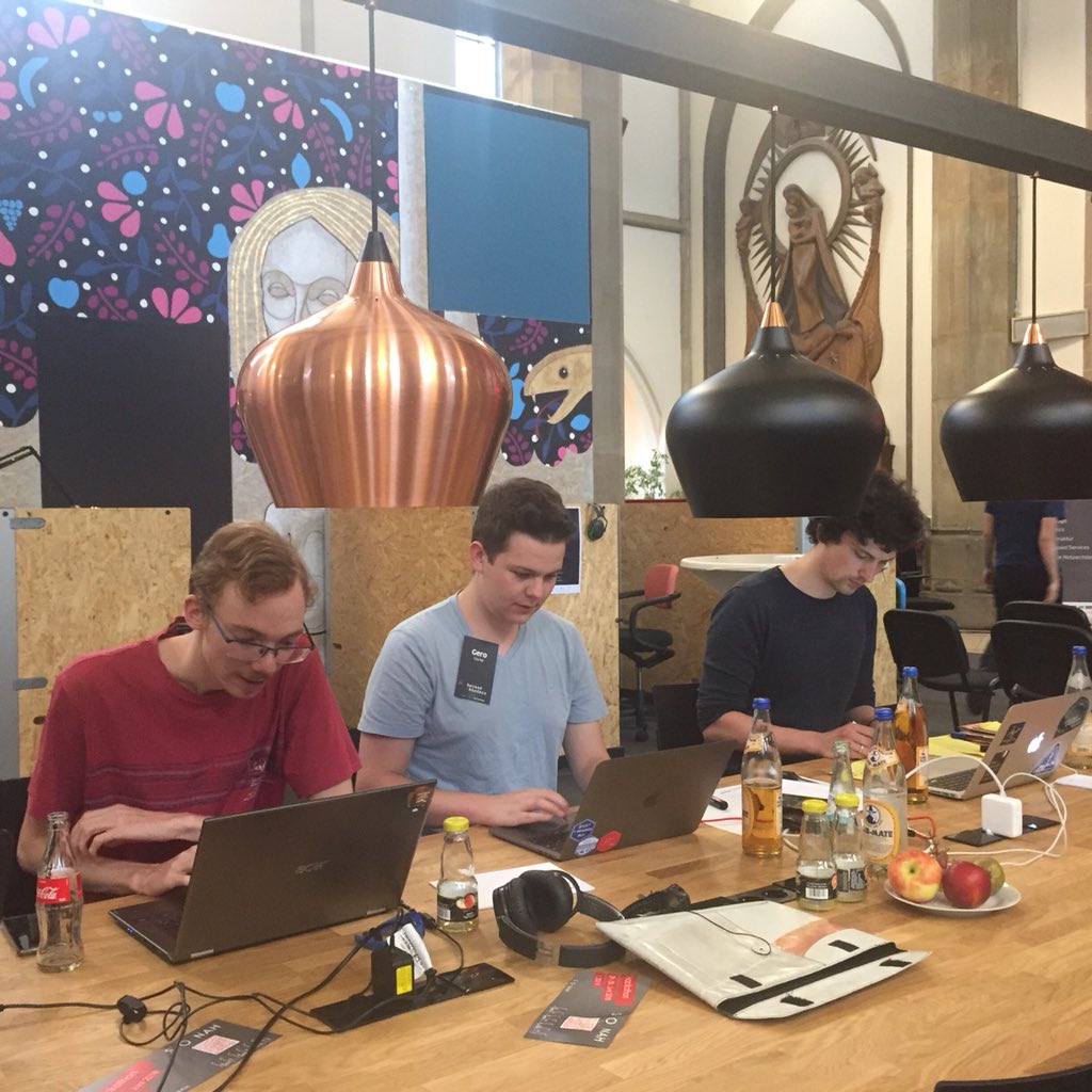 NMA_vc's tweet photo. Scenes from day 2 at #datadome: teams are taking the topic of Open Data to different and creative directions: news feeds, data vizualisation, content discovery...Less than a day to go till final pitches. 💪@an_topnews @aachenerzeitung @digitalHUBac https://t.co/5ZliQVpy4X