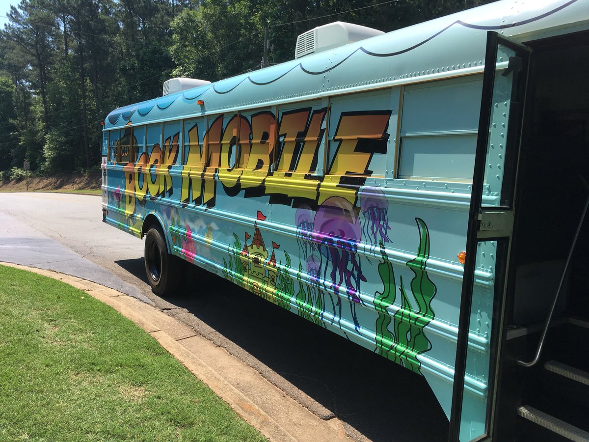 Just chillin’, waiting for some potential bookworms! We’ve already connected a bunch of kids with their next summer read! #gcpsbookmobile #GCPSpromise