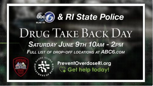 Safely dispose of unwanted RX meds tomorrow (6/9) from 10am-2pm during RI Drug Take Back Day sponsored by @ABC6, RI State Police, <a href="/RIHEALTH/">Rhode Island Department of Health</a> and <a href="/CVSHealth/">CVS Health</a>. Drop off meds &amp; speak to experts on addiction, recovery &amp; community resources at RI State Police Headquarters and barracks.