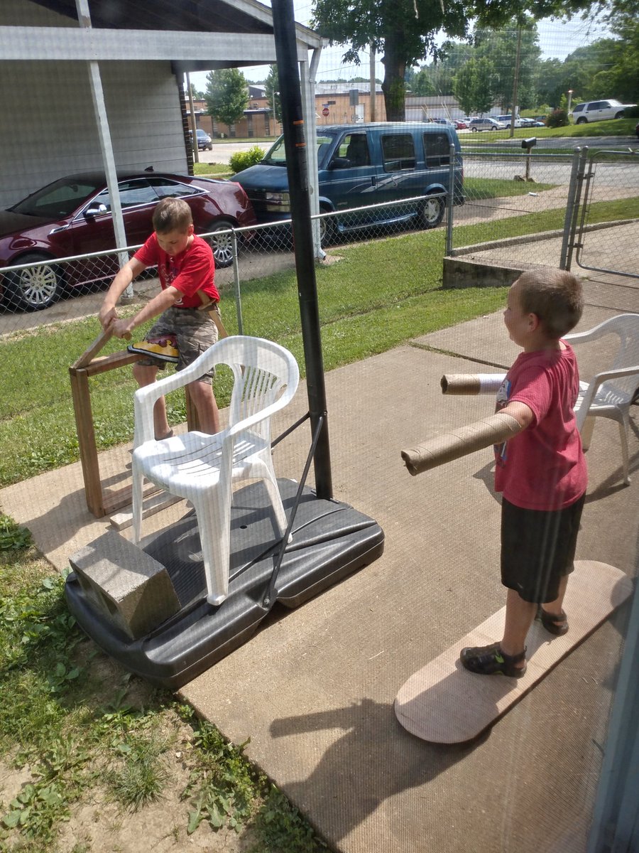 KockyMarie's tweet photo. This is what a "no screens after 9 am" summer looks like. #momofboys #woodworking https://t.co/7e5WbFR3Aj