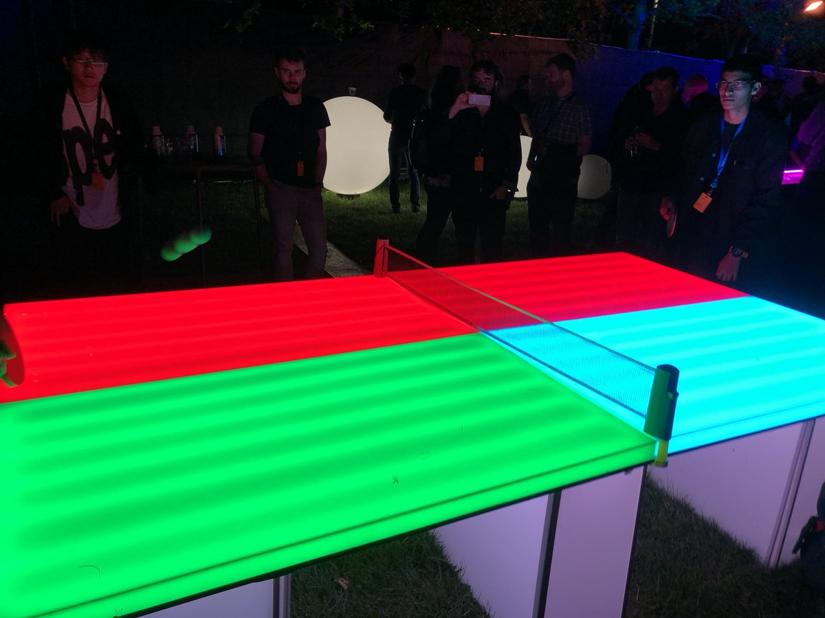 tbl_tns's tweet photo. #TableTennis at #wwdcbash! Can you spot the ball? 🏓 🤩 #WWDC2018 https://t.co/DsWCrmwnMv
