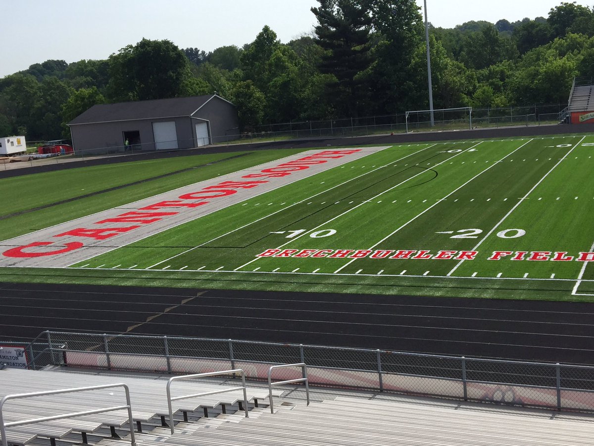 aharms42's tweet photo. North End Zone is finished in Brechbuhler Stadium. @maumeebayturf https://t.co/5M1LDbKU96