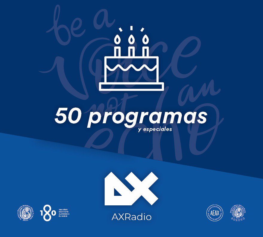 AXRadioES's tweet photo. Hace #1año que pusimos en marcha el proyecto #AXRadio @iaxmurcia @aeaxmurcia @aytomurcia @rebepl y hoy llegamos a los #50programas ▶️😄🎙️ Un espacio educativo para crear y compartir experiencias https://t.co/8HLSEqUwLC
