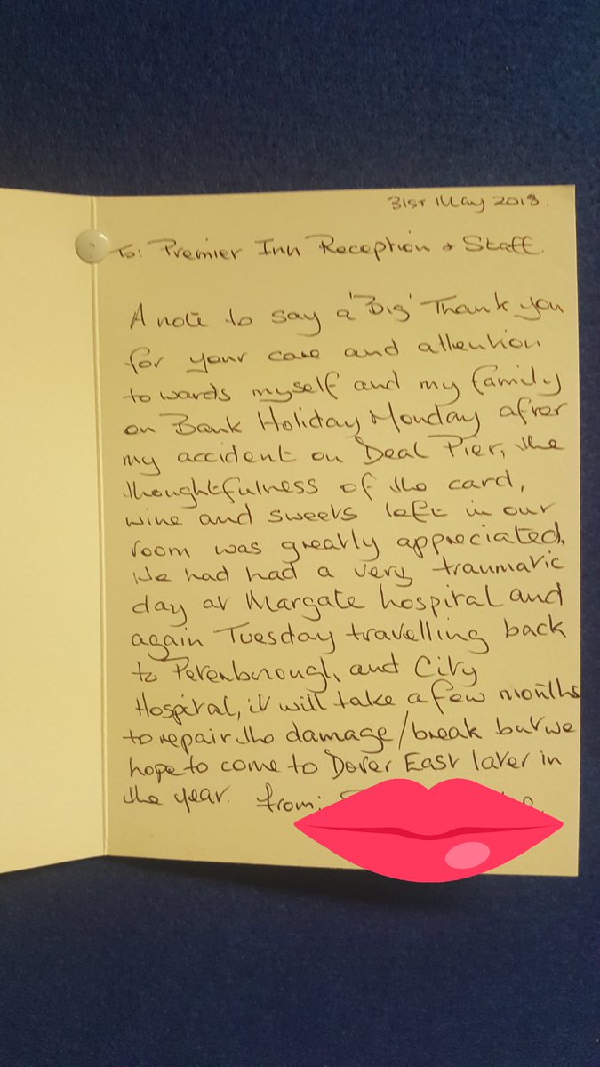 DoverEastPI's tweet photo. Lovely letter of thanks from a guest xx @DoverEastPI @SDEBDD @NewboldElaine @RobbGoble @KentArea @Pipulse1 @placemadebyyou @WeRForceForGood #borntobepurple #whatwedobest #piwow @premierinn #premierinn xx https://t.co/ZdqTTyDxnC
