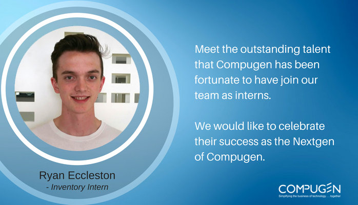 CompugenInc's tweet photo. Meet Ryan our inventory intern this summer! He helps out in our warehouse with device refurbishment for the education industry. Welcome to the team! #thisiscompugen #nextgencompugen https://t.co/vy9U7U2FVa