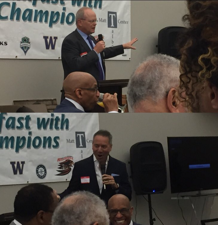 Starting the morning off at Matt Talbot Center breakfast. “The opposite of addiction is not sobriety, it is connection.” Thanks <a href="/DanSatterberg/">Dan Satterberg</a>, Gregory Alex, and Charles Nay for your leadership.